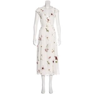 Reformation Ruffled Ivory Midi Dress